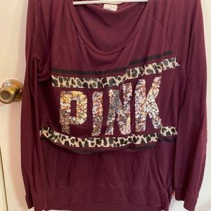 Victoria Secret Pink maroon and Leopard Print